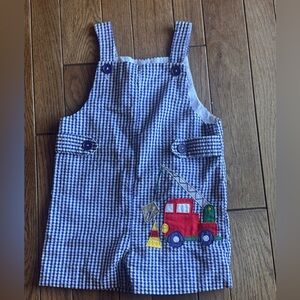 Blue Checkered Kids John John  with Red Truck Design